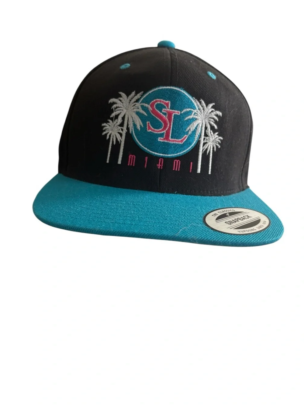 SL Miami black teal snapback cap